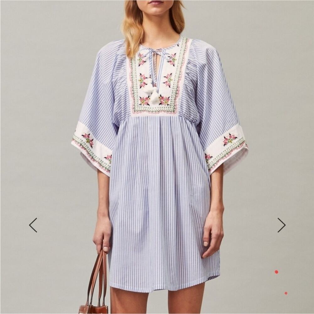 Tory Burch Embroidered Beach Tunic Cover Up Caftan Beach Resort